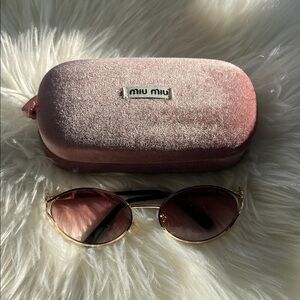 Miu Miu Rose-Tinted Sunglasses with Velvet Case